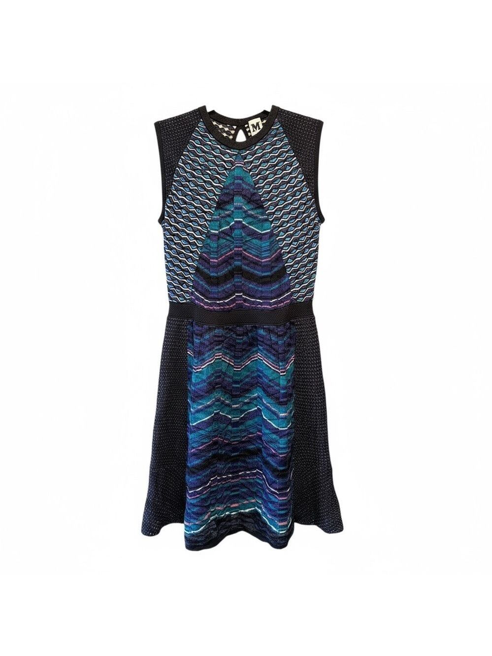 M Missoni Multicolor Paneled Knit Sleeveless Mini Dress Size 48 US XXL EUC